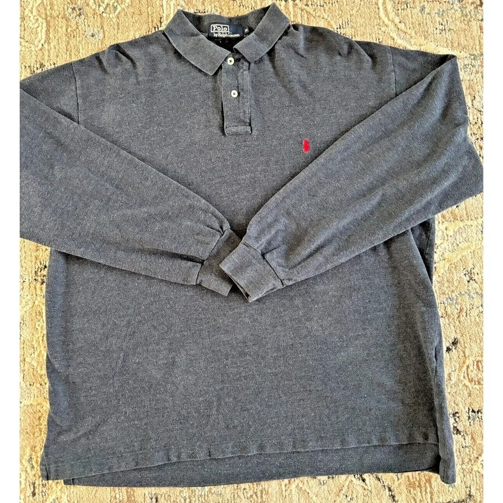 Polo Ralph Lauren Rugby Shirt Men Sz XL Blue 90s Preppy‎ Country Club Vintage
